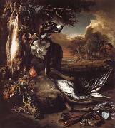 Jan Weenix A Deerhound with Dead Game and Implements of the Chase oil painting artist